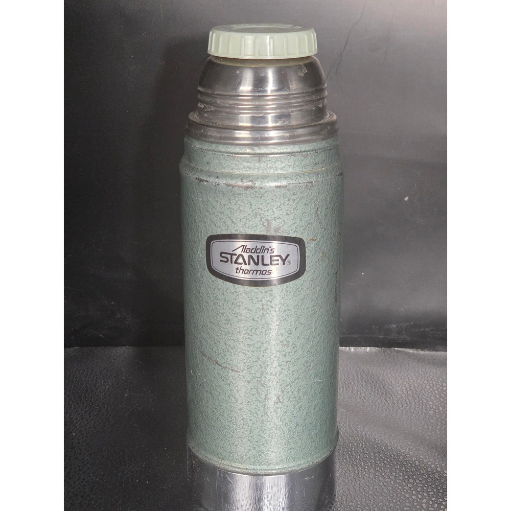 VTG Aladdin Stanley Thermos A-943C Pint 16 oz Hammertone Green Vacuum Bottle USA - Picture 9 of 9